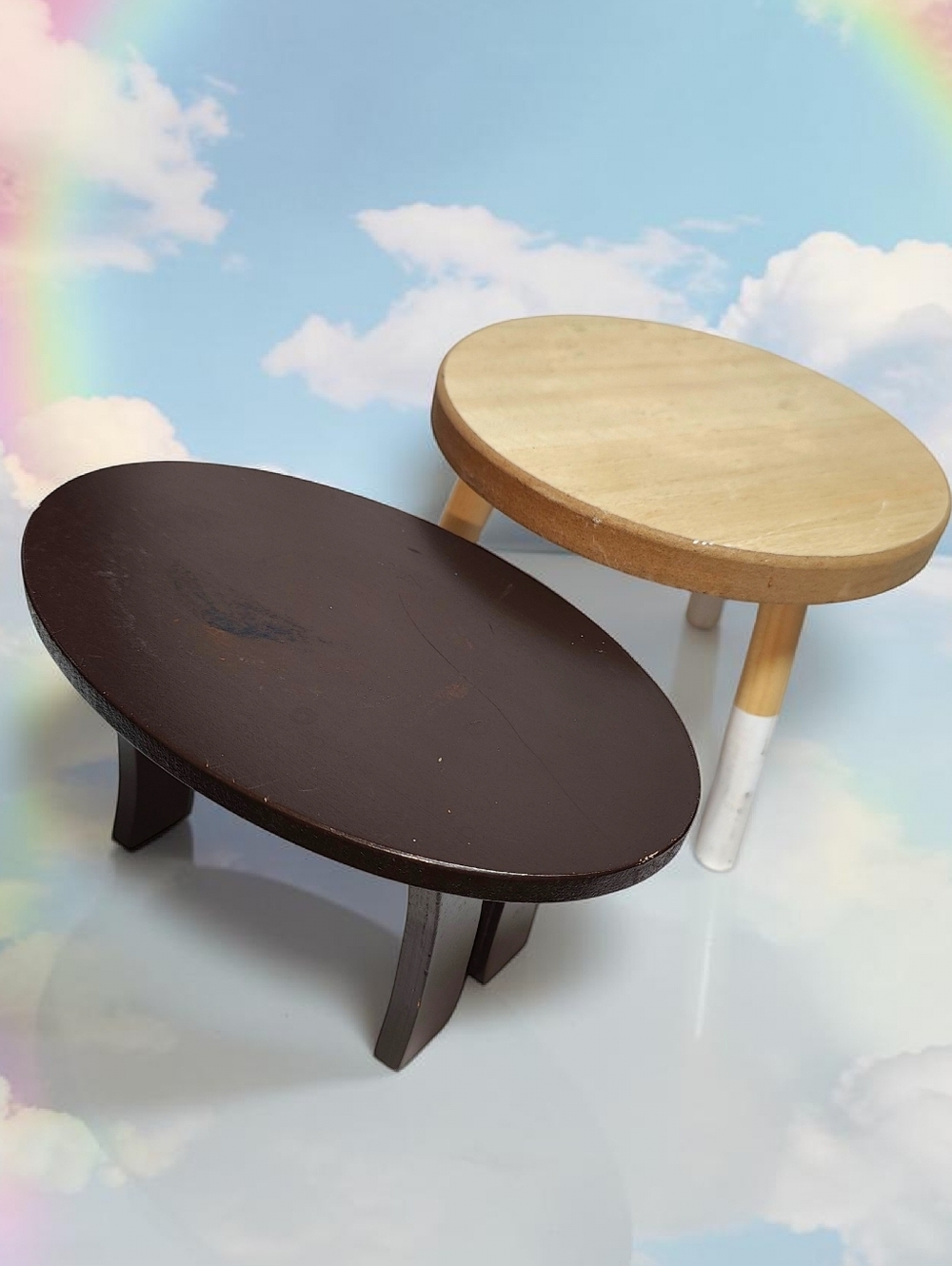 Wooden Doll or Plant Display Tables -Set of 2